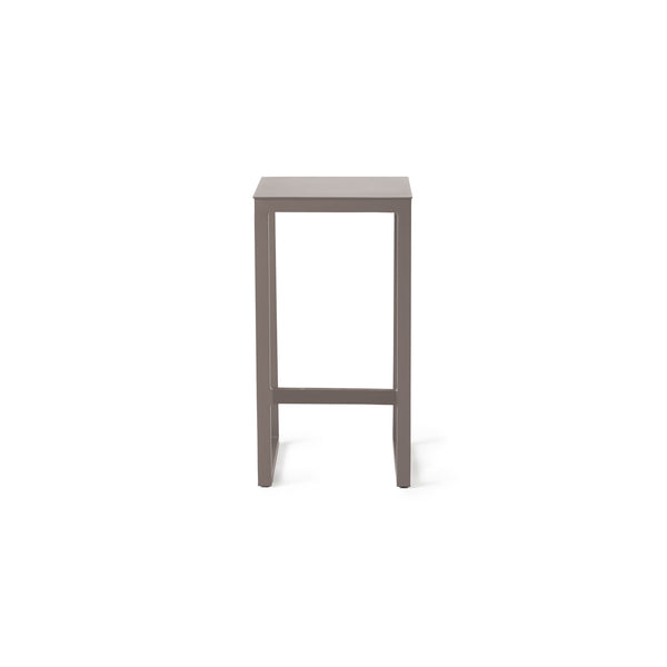 Belvedere Backless Bar Stool in Quartz Grey by Terra Outdoor Living, showcasing a streamlined aluminum frame with an integrated footrest for enhanced comfort, crafted with clean architectural lines and a modern, minimalist design.