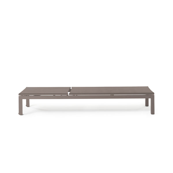 Belvedere Chaise by Terra Outdoor Living in Quartz Grey, featuring a sleek aluminum frames and Textilene sling fabric that resists tears, retains shape, and dries quickly. This chaise reclines to 5 positions, including fully flat, with hidden wheels for easy maneuvering, offering comfort and durability for years of outdoor relaxation. 