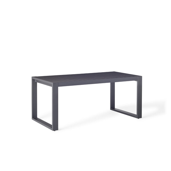 Belvedere Gathering Height Table by Terra Outdoor Living, shown in Charcoal Aluminum with clean architectural lines, a slatted top for drainage, and an inviting mid-height silhouette designed for relaxed outdoor dining and entertaining.
