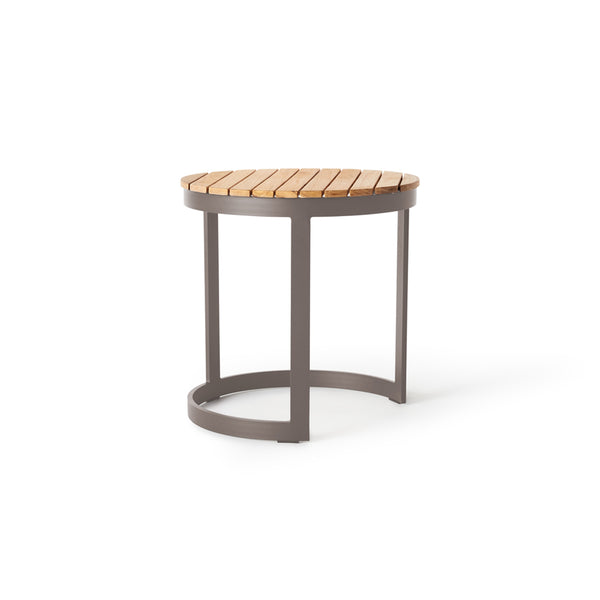 Ventura 20" Side Table in Quartz Grey - Teak Top