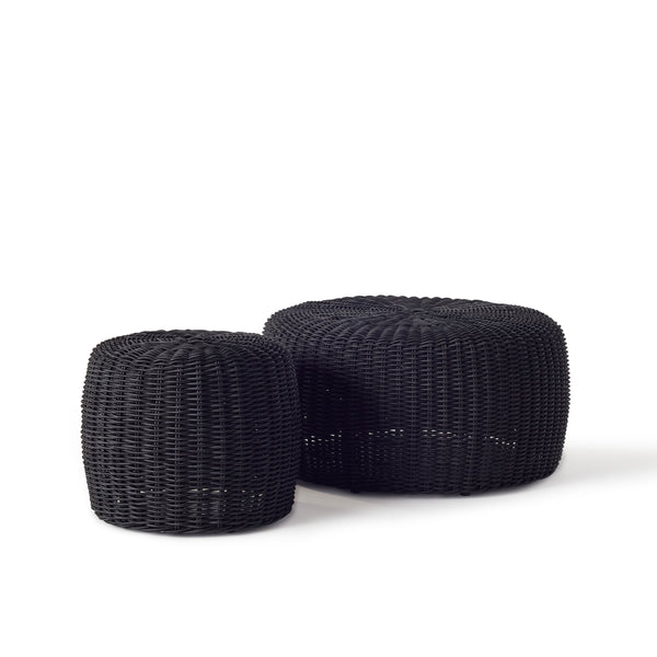 Barrel Woven Pouf in Charcoal (Large)