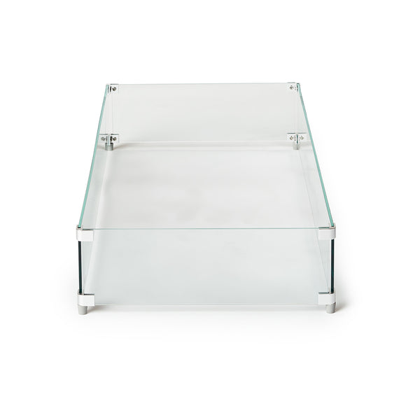 Large Rectangular Glass Fire Table Wind Guard