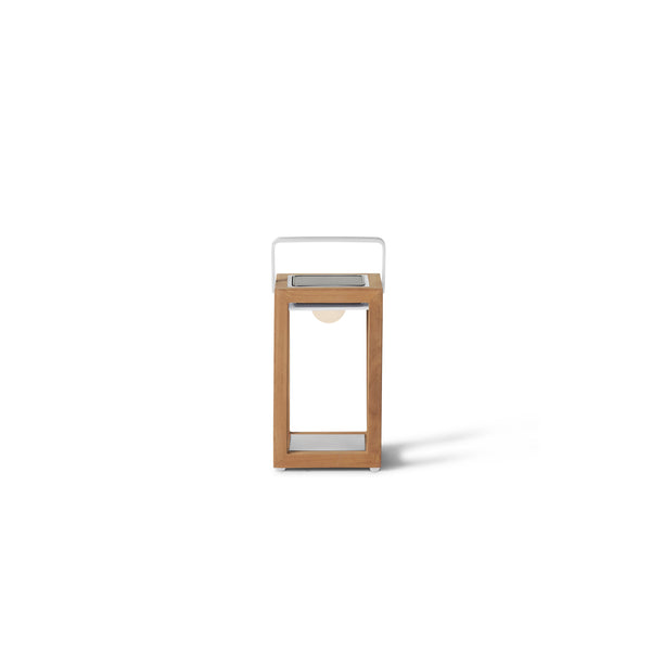 Lux Teak Table Lamp in White