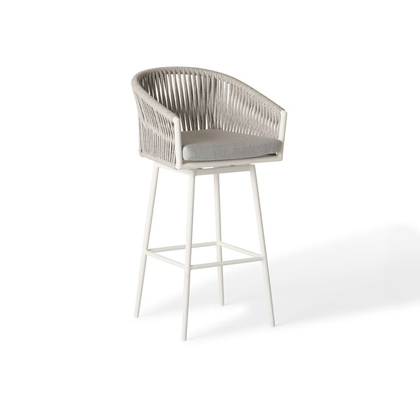 Olema Swivel Bar Chair in White Aluminum