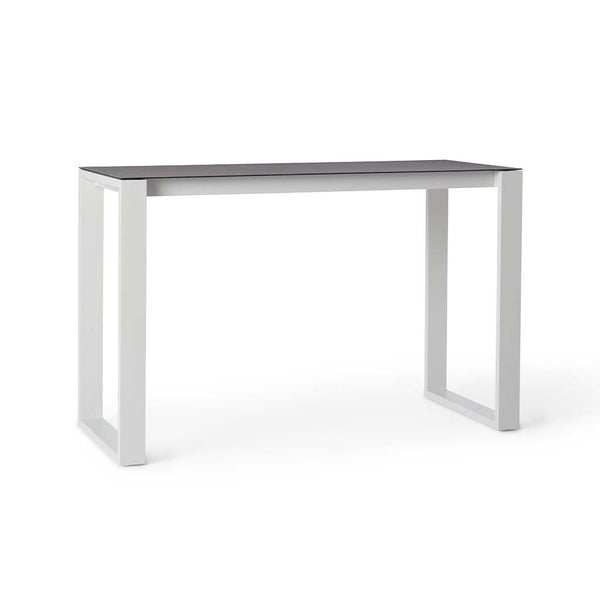 Ventura 66" Bar Table in White - Ceramic-Style Glass Top