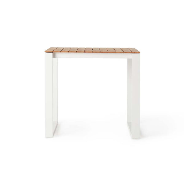 Ventura 48" Bar Table in White - Teak Top