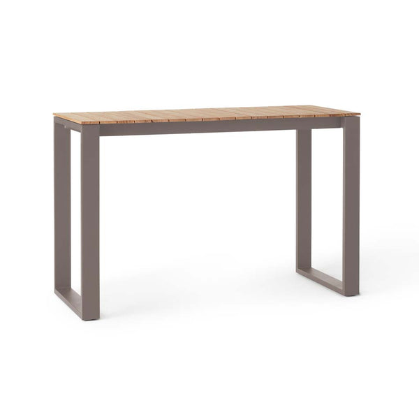 Ventura 66" Bar Table in Quartz Grey - Teak Top