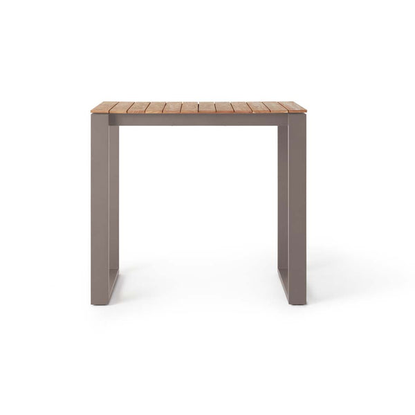 Ventura 48" Bar Table in Quartz Grey - Teak Top