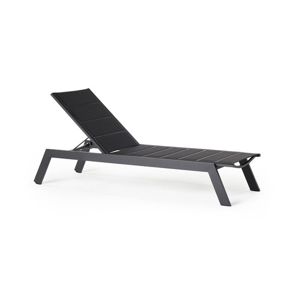 Tiburon Chaise with Padded Sling in Charcoal Aluminum