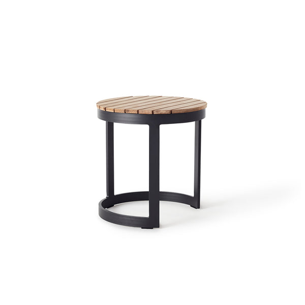 Ventura 18" Side Table in Charcoal Aluminum - Teak Top
